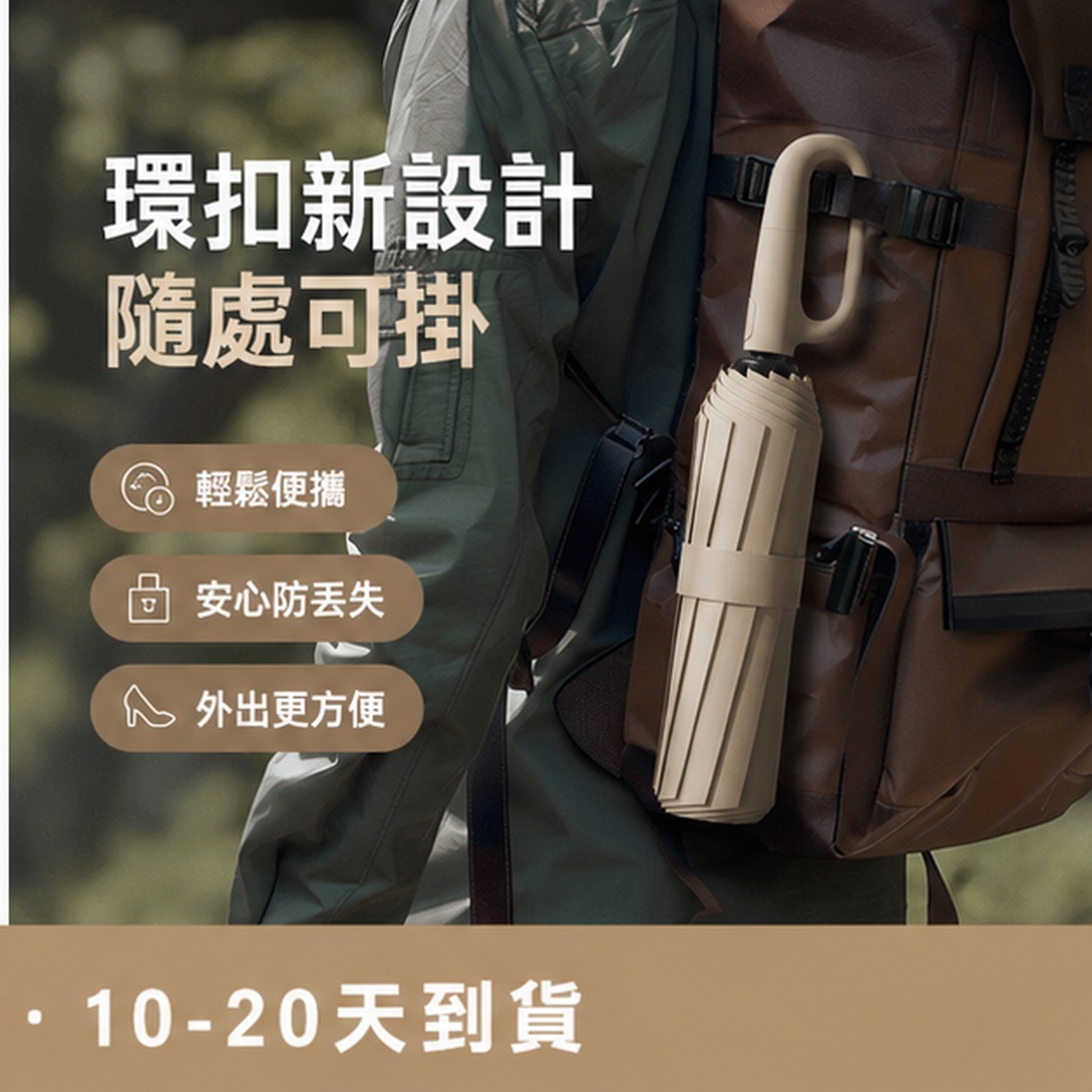 全自動環扣抗風加大傘:圖片 4