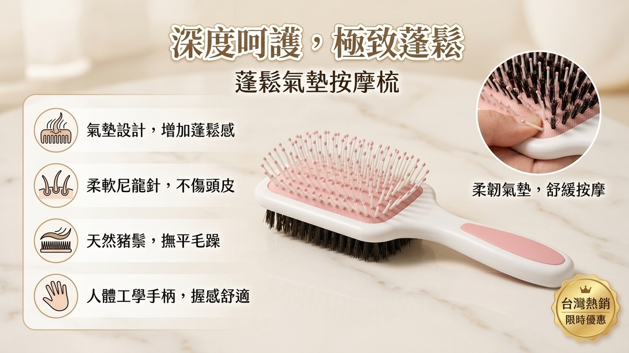 蓬鬆氣墊按摩梳 商品說明圖